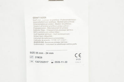 Intervascular 1367252917 3145/5 Getinge graft Sizer 05mm - 24mm